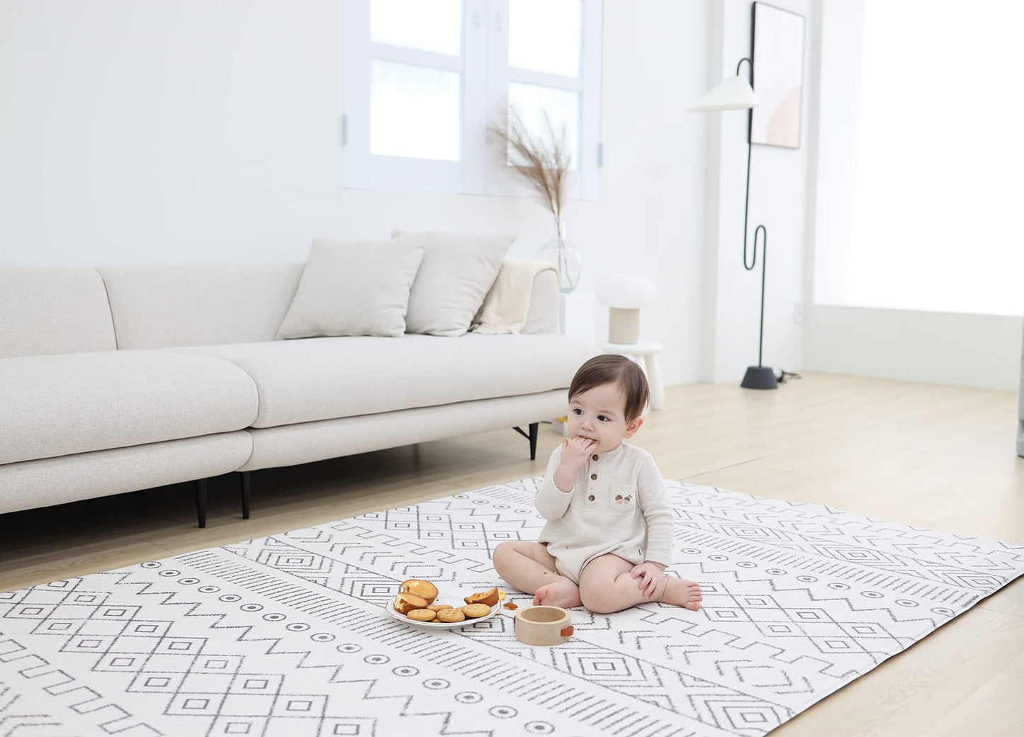 Baby Care Play Mat (Medium, Nordic Trails - Tribal) 73 x 49 Original One-Piece Reversible Rollable Waterproof Firm PVC Play Mat
