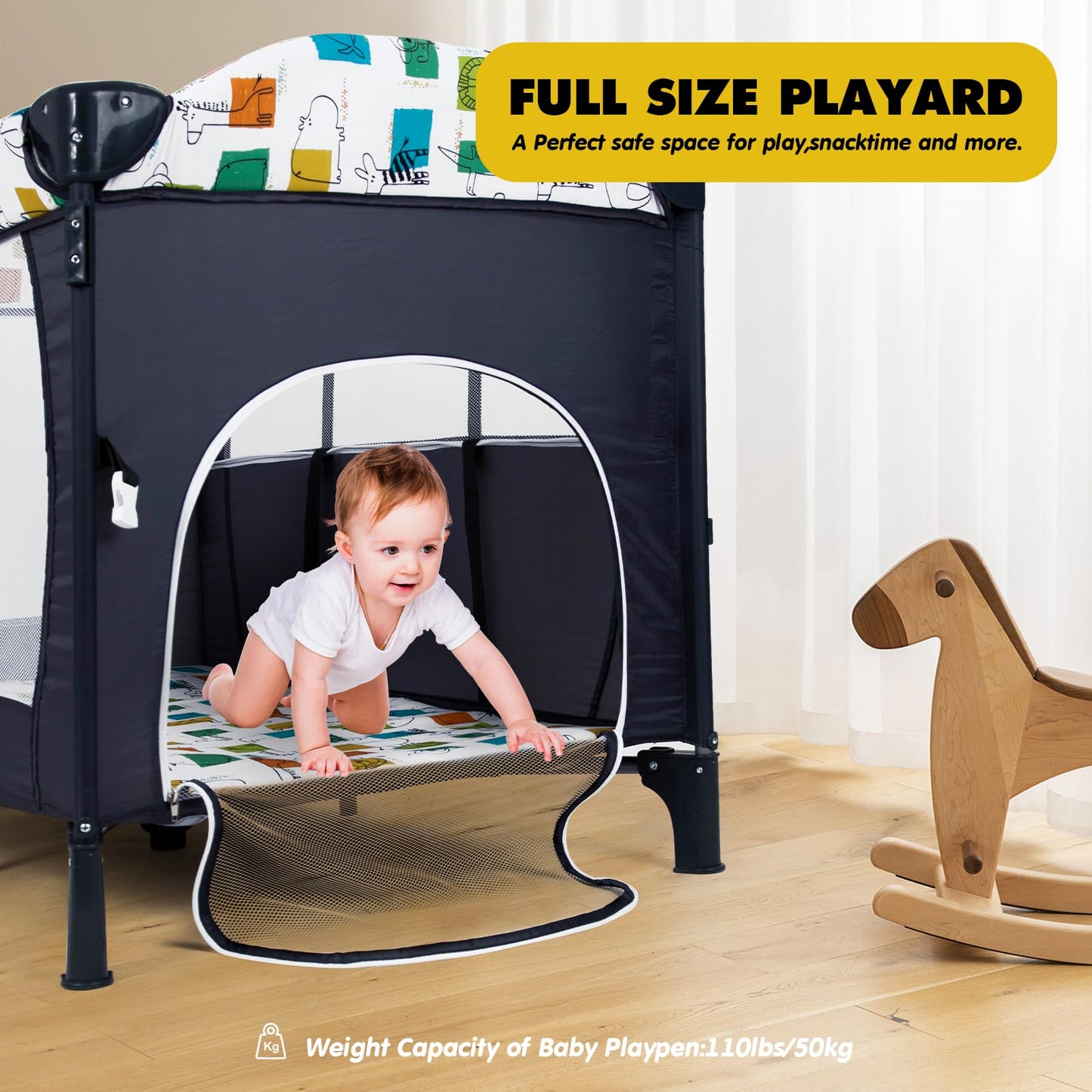 Pearlove 5 In 1 Baby Bassinet, Bedside Bassinet For Baby, Pack And Play With Changing Table, Portable Crib With Mattress, Music