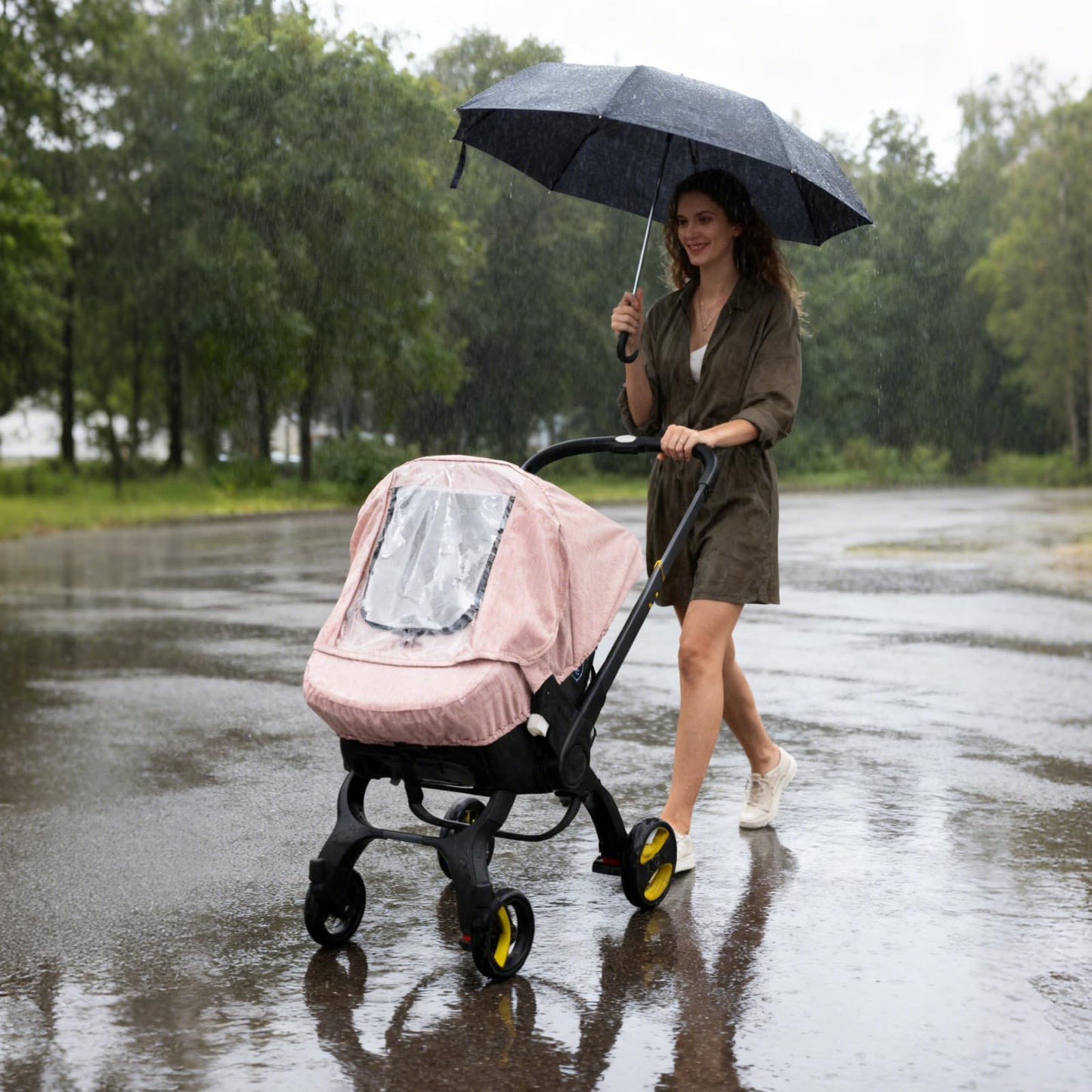 Waterproof Car Seat Cover Baby Girl, Carseat Rain Cover with EVA Transparent Window, Infant Car Seat Weather Shield with Breatha