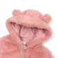 Baby Fleece Snowsuits 0-12 Months Toddlers Cute Bear Jumpsuits Winter Hooded Rompers With Zipper Pink 3-6M