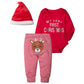 Agapeng Christmas Outfits Baby Girls Boys My First Christmas Rompers Onesie + Stripe Deer Print Pants + Christmas Hat 6-9Months