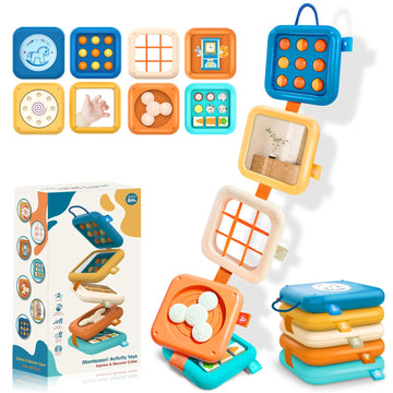 Montessori Toys for Baby 6-12 Months: Sensory Activity Cube with Fine Motor Skills - Travel Busy Board Busy Cube Gifts for 1 Yea