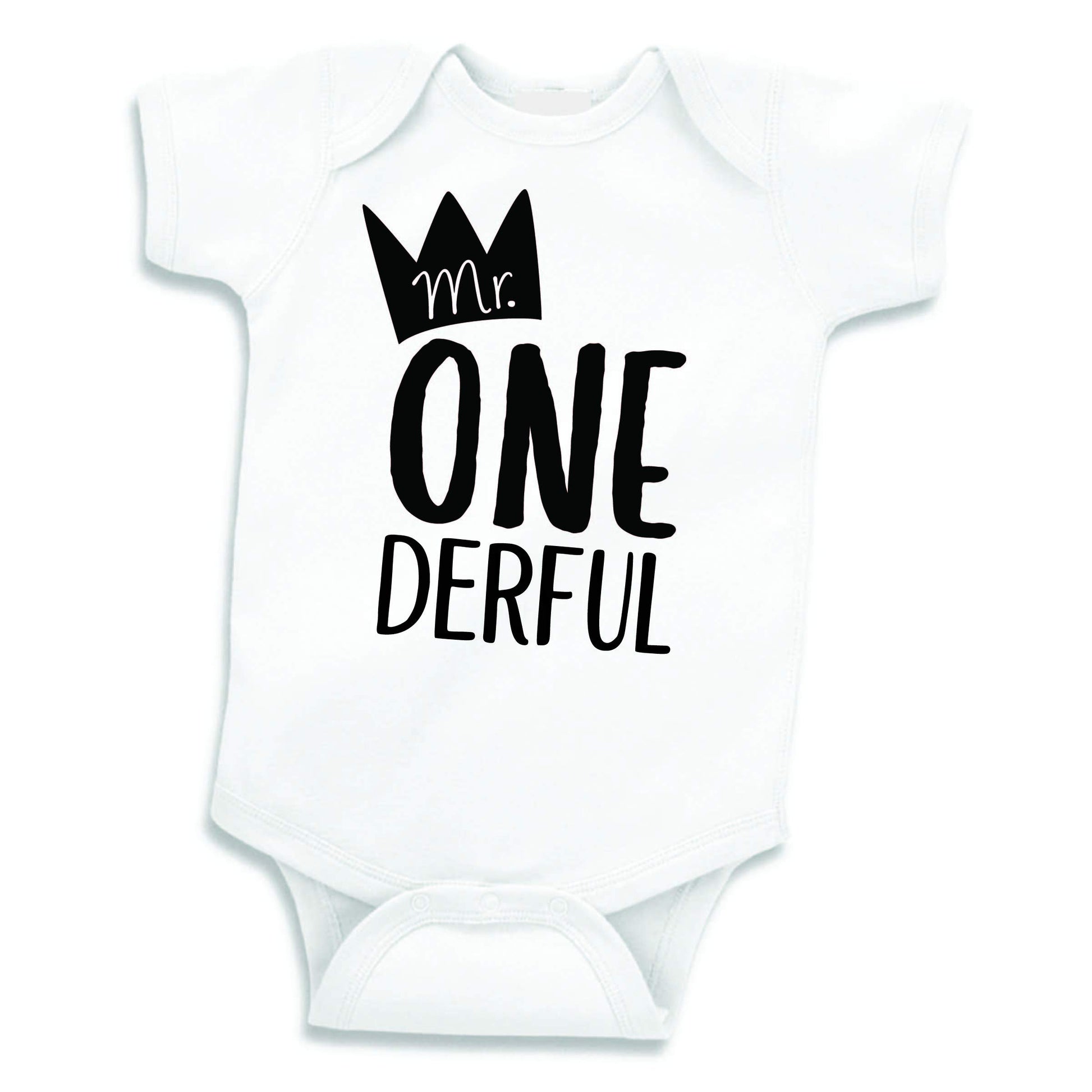 Bump And Beyond Designs Baby-Boys First Birthday Outfit, Mr. One-Derful Apparel Black, 12-18 Months, Short Sleeve