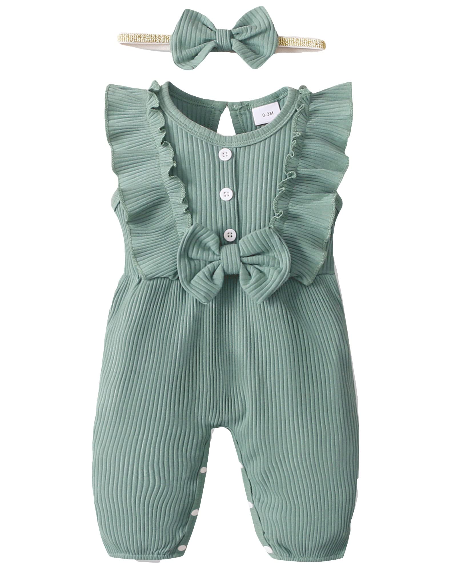 Mioglrie Infant Baby Girl Clothes Romper Onesie Gifts Baby Girl Outfits Cotton Newborn Girl Clothes Jumpsuits Green Baby Girl Cl