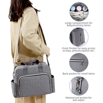 Gogoso Crossbody Small Diaper Bag, Cute Mini Baby Diaper Tote Bags With Insulated Pockets For Traveling Outdoor Parent,L, Baby N