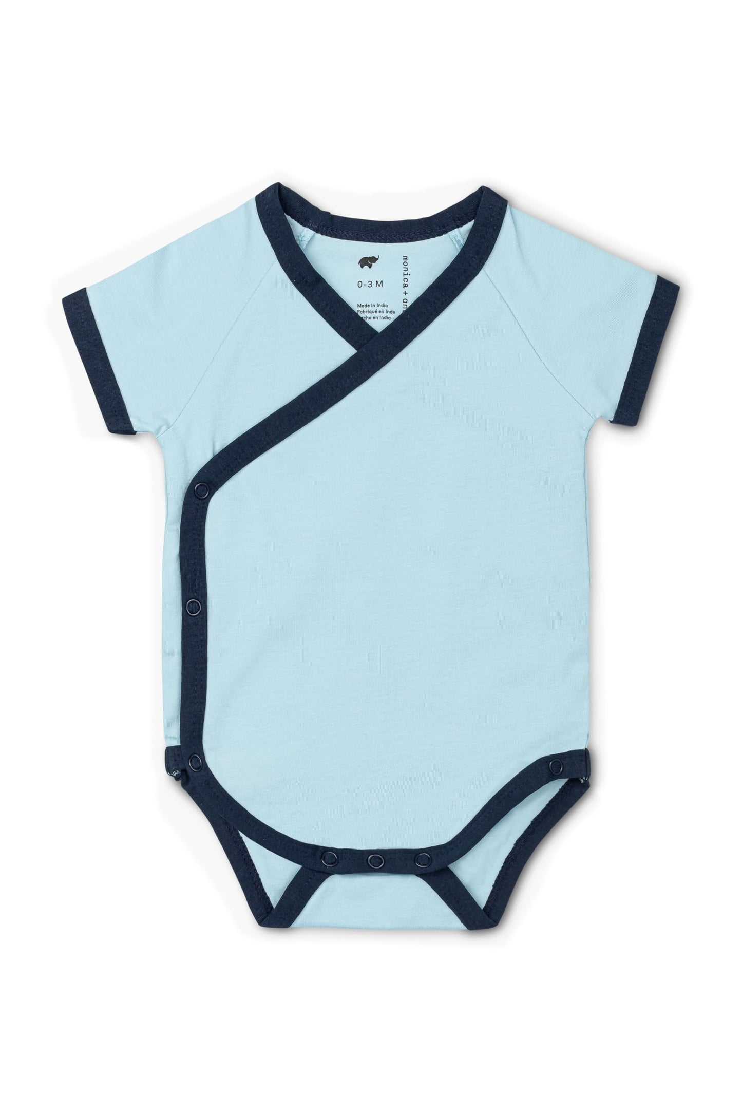 monica + andy Short Sleeve Jack & Jill Bodysuit 1-Pack, Size 3-6 Months, Blue, 100% Organic Baby Clothes for Girls & Boys, Super
