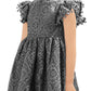 2Bunnies Girl Baby Toddler Vintage Lace Pom Pom Flutter Sleeve Easter Birthday Outfit Dress (Steel Gray, 5)