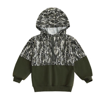 Fernvia Toddler Baby Boy Clothes Camouflage Half Zip-up Long Sleeve Hoodies Sweatshirt Casual Pullover for Kids boys (A Green, 1