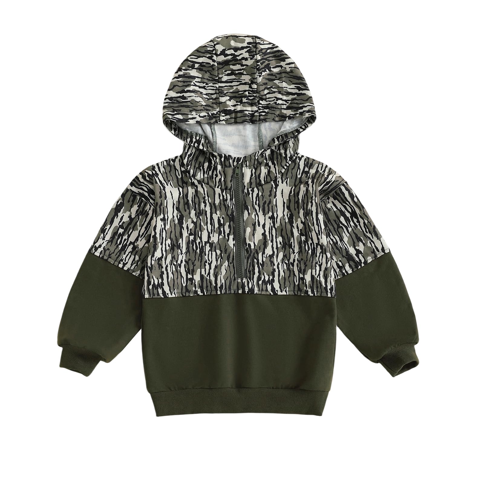 Fernvia Toddler Baby Boy Clothes Camouflage Half Zip-up Long Sleeve Hoodies Sweatshirt Casual Pullover for Kids boys (A Green, 5