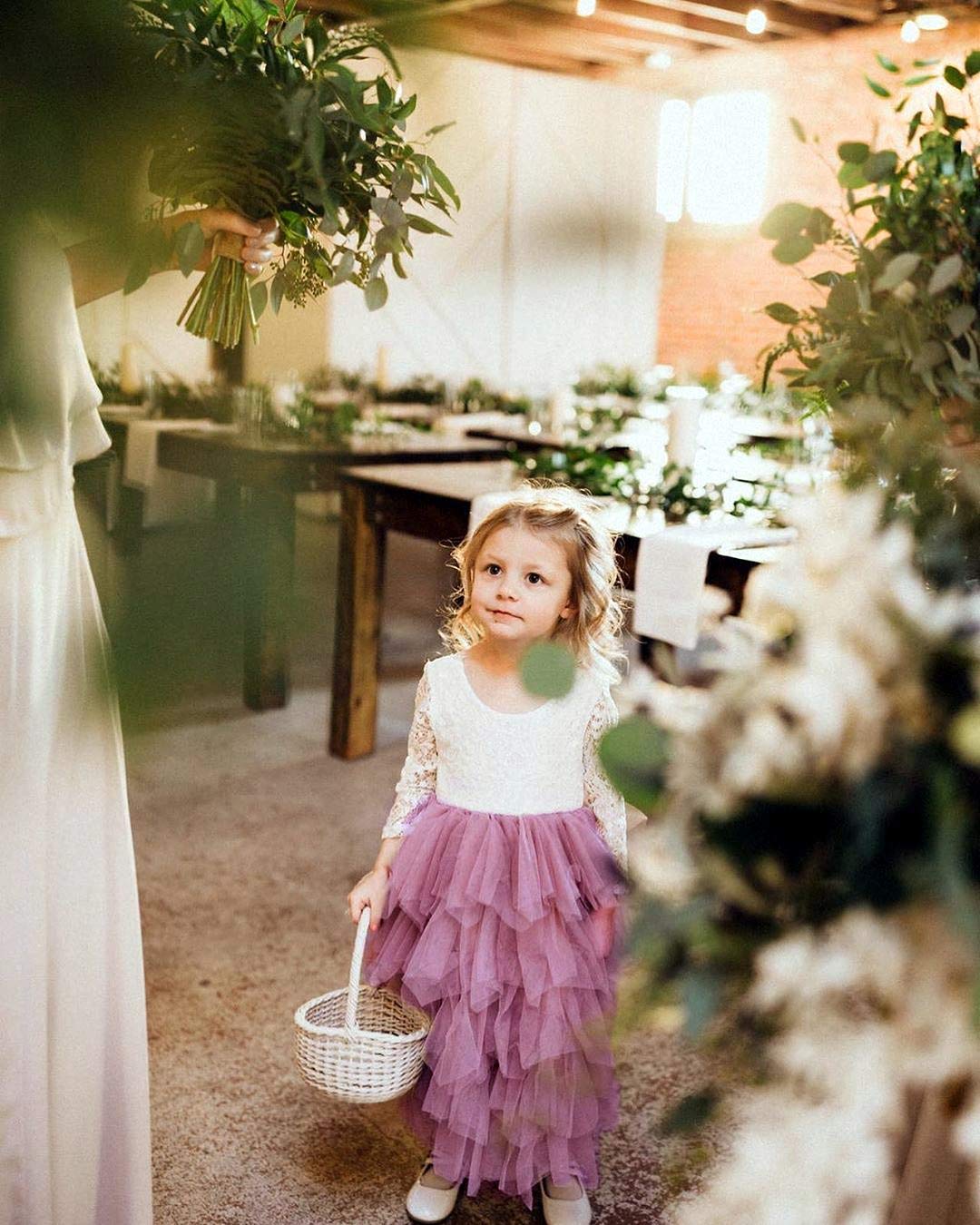 2Bunnies Girl Peony Lace Back A-Line Tiered Tutu Tulle Flower Girl Dress (Mauve Long Sleeve Maxi, 2T)