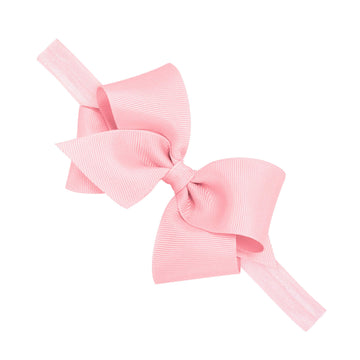 Wee Ones Girls' Classic Grosgrain Hair Bow On A Matching Baby Hair Band, For All Hair Types, Small Bow, 6-24 Months, Light Pink