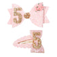 5Th Birthday For Pink Bow Hair Clips - Five Years Old Birthday Party Decorations For Girls,Pink Glitter Bow Hair Clips,Baby Girl