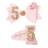 5Th Birthday For Pink Bow Hair Clips - Five Years Old Birthday Party Decorations For Girls,Pink Glitter Bow Hair Clips,Baby Girl