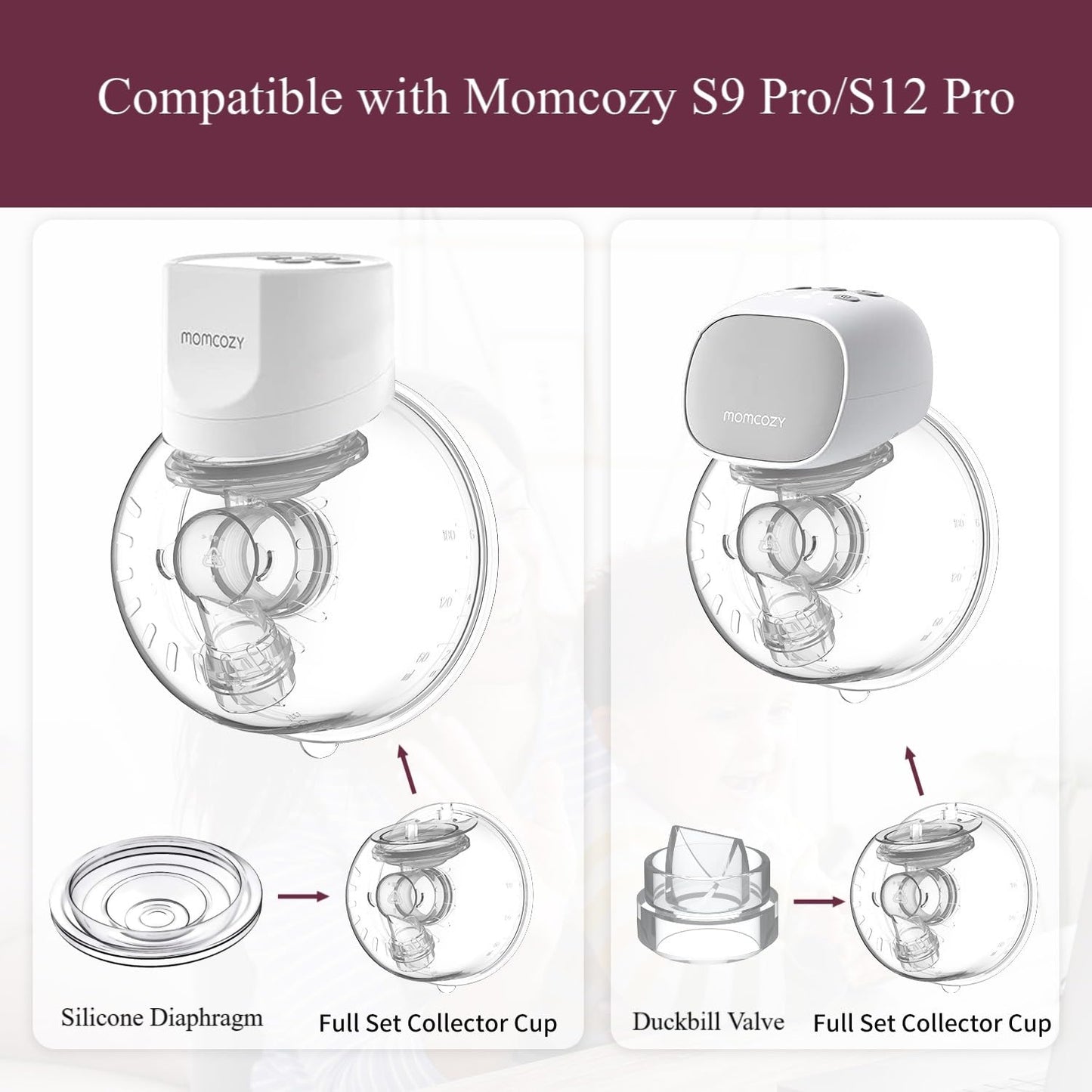 S9 Pro / S12 Pro Replacement Pump Parts - 6Pcs Duckbill Valve And 4Pcs Silicone Diaphragm - Compatible With Momcozy S12 Pro/S9 P