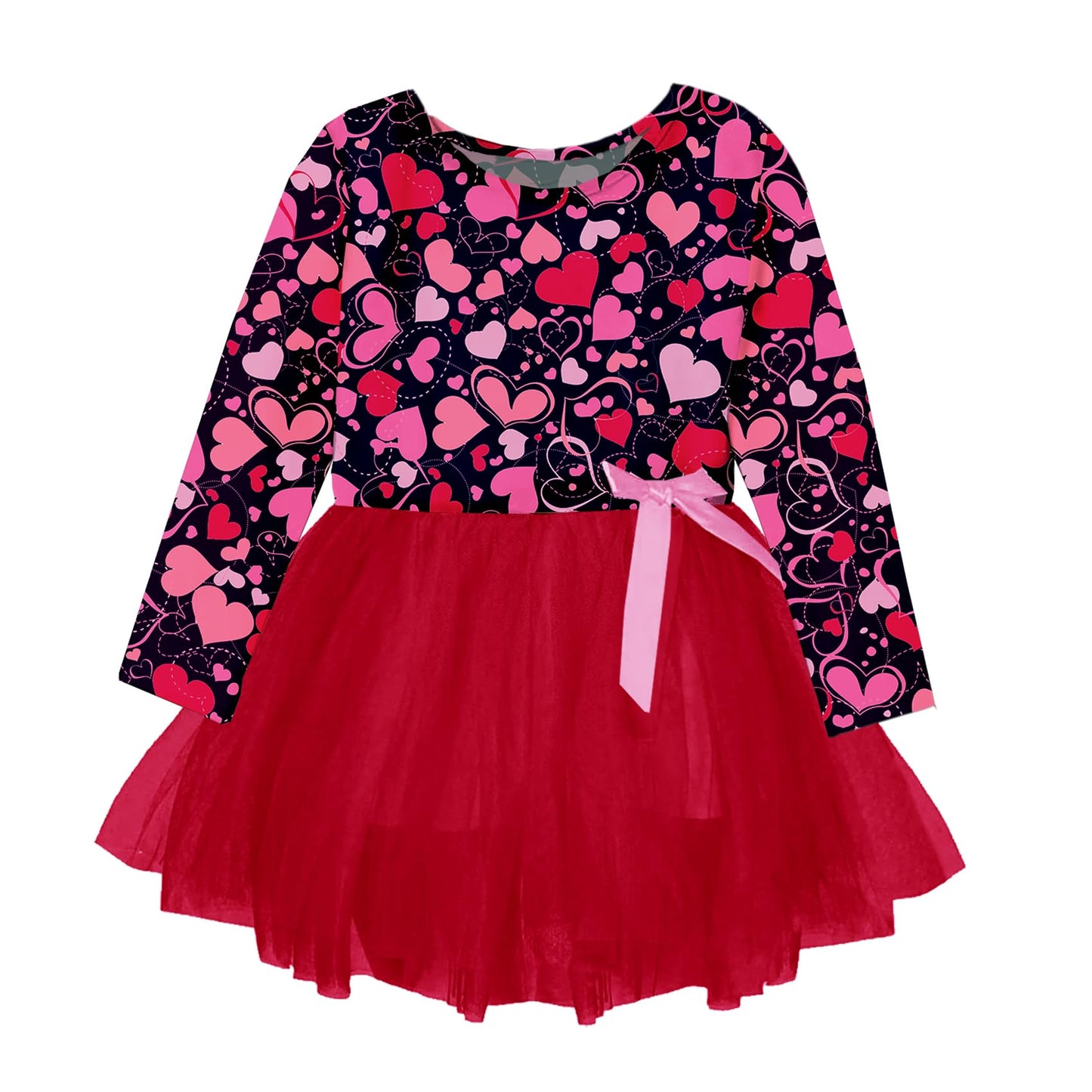 Valentines Day Heart Dress Baby Toddler Girl Love Printed Tutu Dresses 1-2T