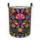 Pevtufa Colorful Floral Embroidery Mexican Foldable Laundry Basket Organizer,Fabric Clothes Toy Storage Basket Nursery Hamper St
