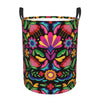 Pevtufa Colorful Floral Embroidery Mexican Foldable Laundry Basket Organizer,Fabric Clothes Toy Storage Basket Nursery Hamper St