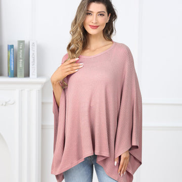 Knit Nursing Cover For Baby Breastfeeding, Cozy Swaddle, Breathable And Soft, Wide Neck With Stretch For Easy View (Pink)