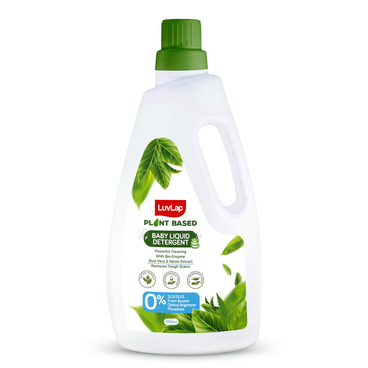 Luvlap Plant Based Baby Laundry Liquid Detergent, 1000Ml (Powered By Plant) With BioEnzymes, Aloe Vera & Neem, Dermatologically