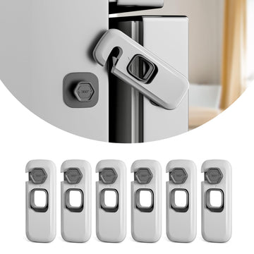 6 Pack Child Proof Refrigerator Locks, Fridge Locks For Kids Safety, Freezer Door Latches With Sticky 3M Adhesives For Toddlers