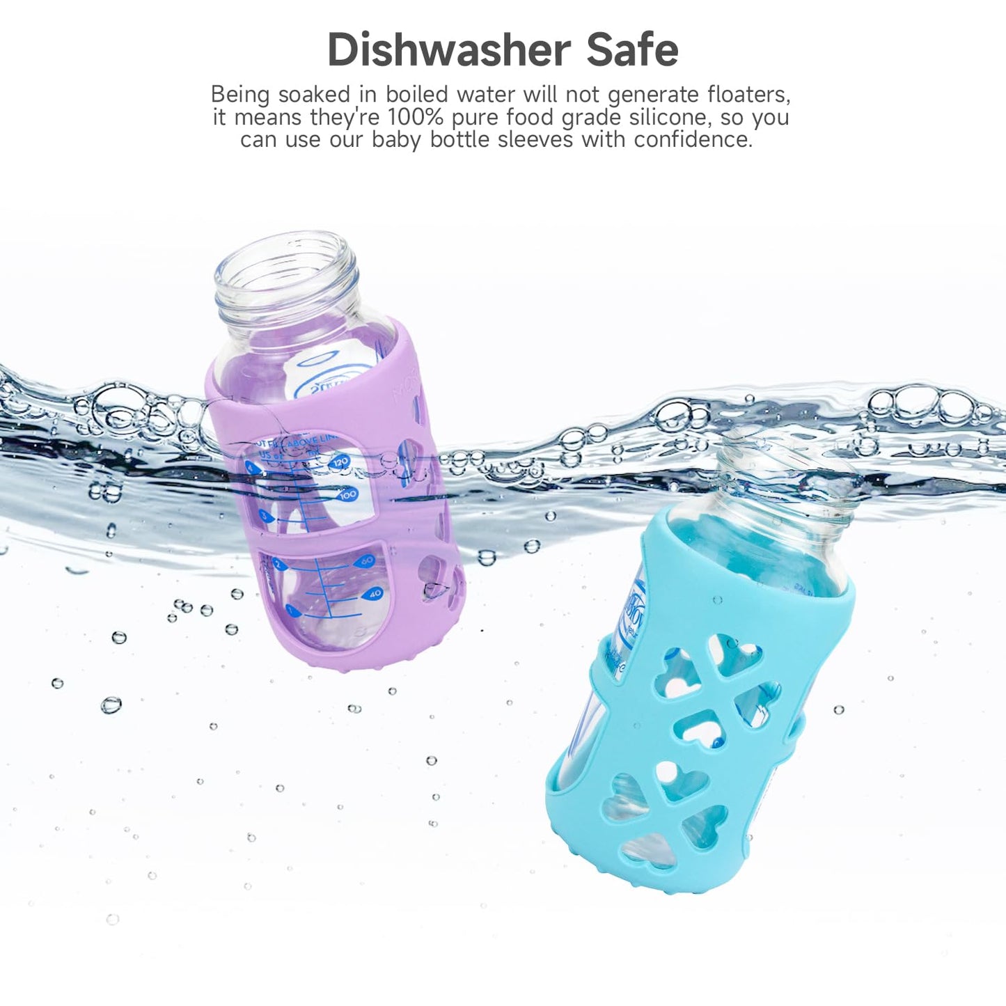 Morlike 4 Pack Silicone Sleeves Fit For 4 Oz/120 Ml Dr. Brown'S Natural Narrow Glass Baby Bottle, 100% Silicone Covers Protect G