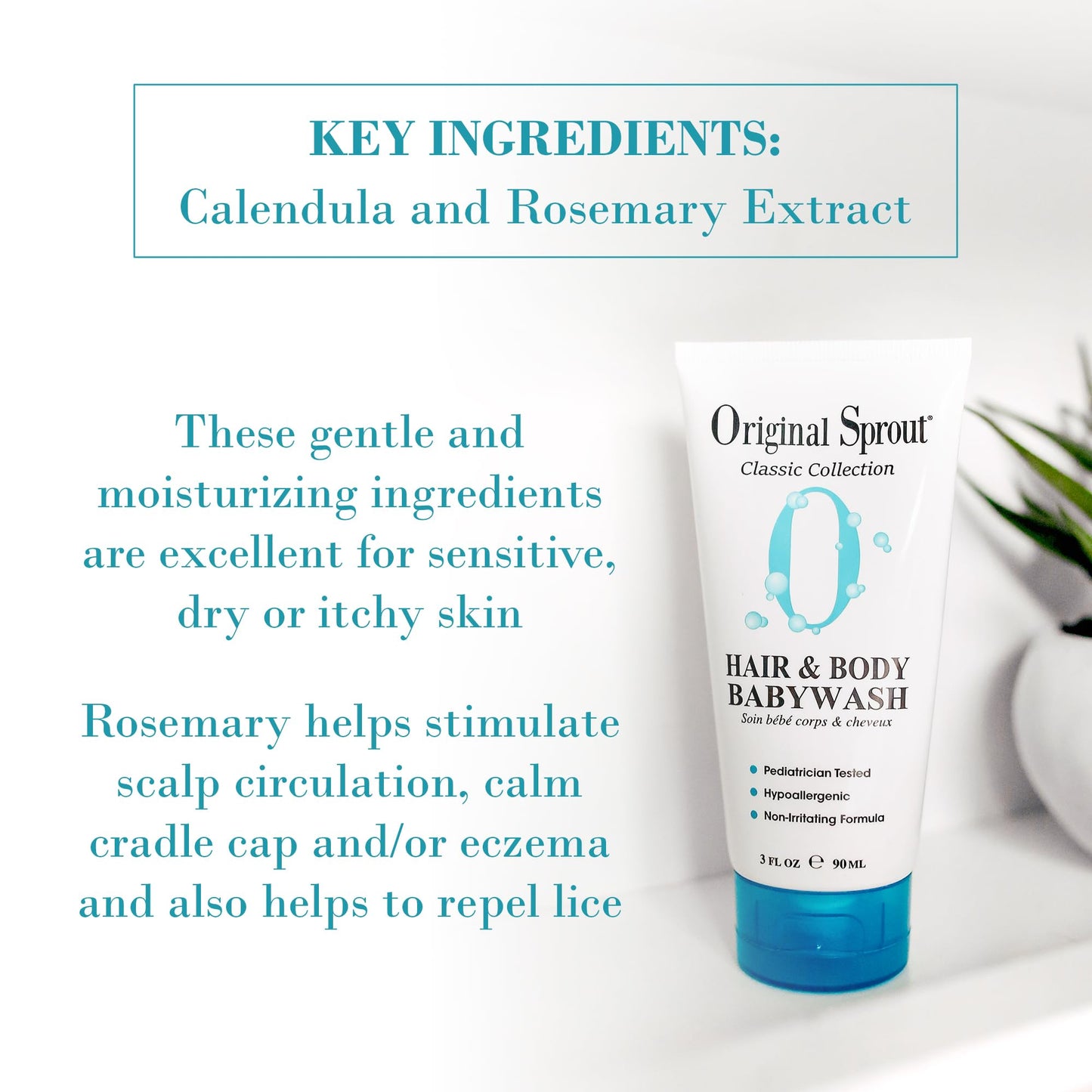 Original Sprout Baby Shampoo And Body Wash, Hypoallergenic Formula With Organic Calendula & Rosemary For Sensitive Hair & Skin,