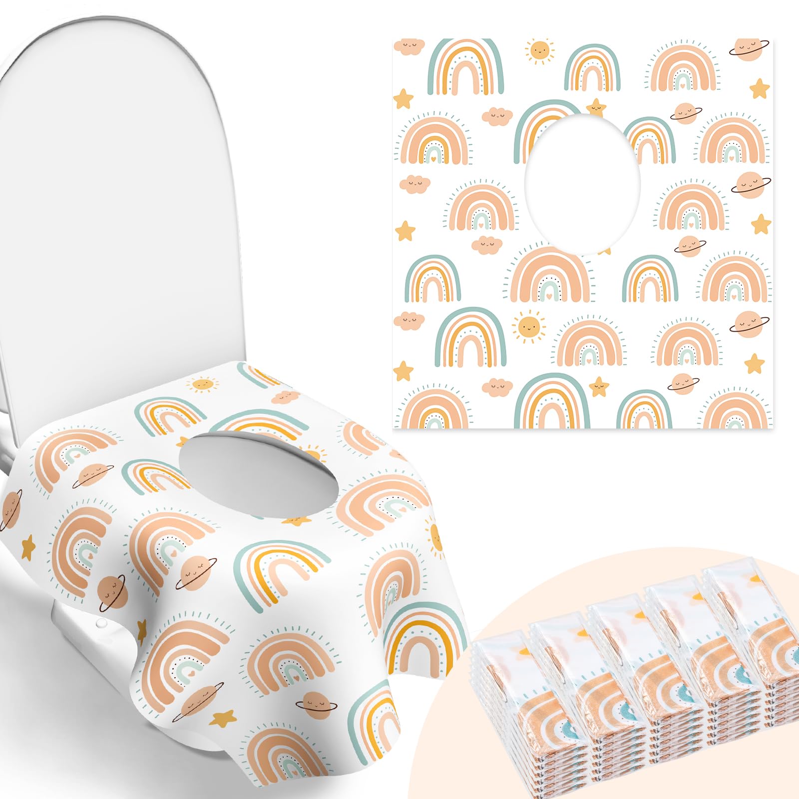 30 Pack Toilet Seat Covers Disposable, Individually Wrapped for Travel, Large Waterproof Potty Covers for Kids and Adults,Toddle