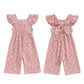GOOCHEER Toddler Baby Girls Outfit Flower Print Jumpsuit Sleeveless Bowknot Romper Overall Pants Summer Clothes (Pink, 18-24 Mon