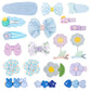 BBGifts Hair Clips for Girls 19 Pcs Assorted Barrettes for Kids Spring Flower Bows Heart Purple Blue Cute Hair Accessories for L