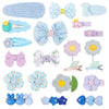 BBGifts Hair Clips for Girls 19 Pcs Assorted Barrettes for Kids Spring Flower Bows Heart Purple Blue Cute Hair Accessories for L