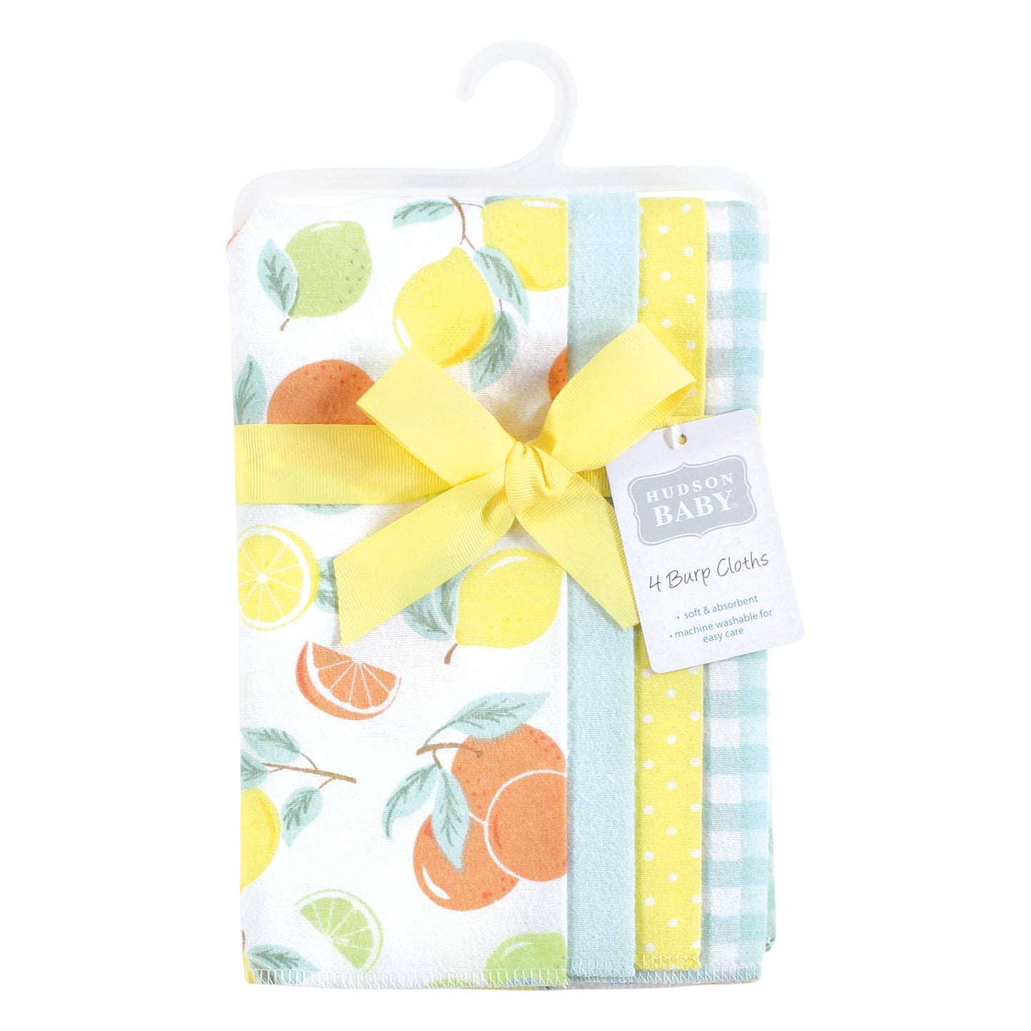 Hudson Baby Unisex Baby Cotton Flannel Burp Cloths, Citrus Mint, One Size
