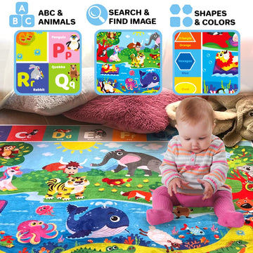 Quokka Baby Floor Play Mat - Super Soft Plush Surface Abc Rug For Toddlers & Infants - Extra Thick (0.8Cm) Non-Slip Padded Nurse
