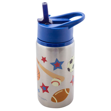 Stephen Joseph Stainless Steel Water Bottles, 18 Oz, Straw Lid, Reusable Tumbler, Insulated, Sports