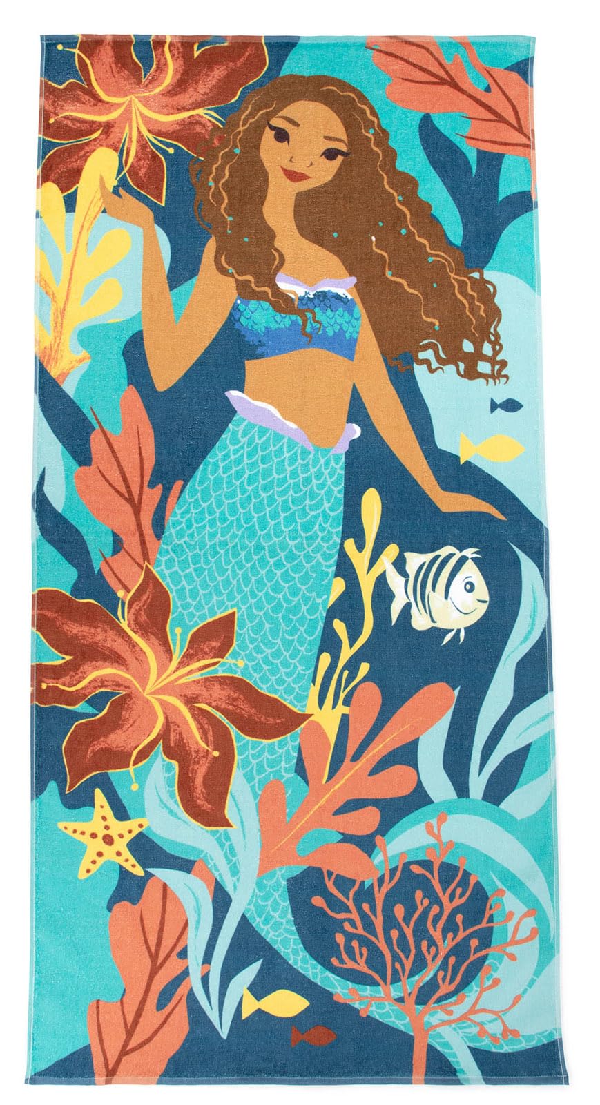 Jay Franco Disney The Little Mermaid Live Action Deep Sea Adventures Kids Bath Pool Beach Towel - Super Soft & Absorbent 100% Co
