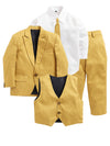 Jeetethnics Boys Yellow Striped Coat Suit Set With Waistcoat Shirt And Trousers (9077Hh)
