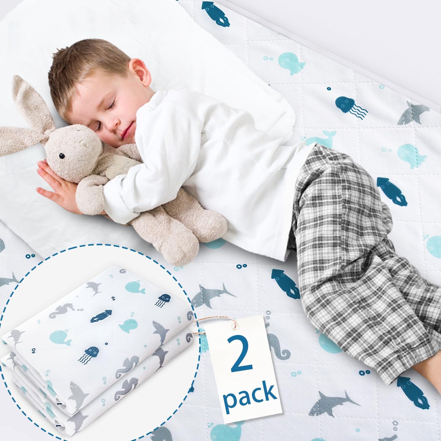 Incontinence Bed Pads 2 Pack, Bed Pads Washable Waterproof, Pee Pads For Kids, Adults, Elderly, And Pets, Bed Wetting Pads For T