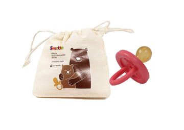 Sweetie Rubber Pacifier Natural Rubber Pacifier Rounded Pink Small 0-6 Month