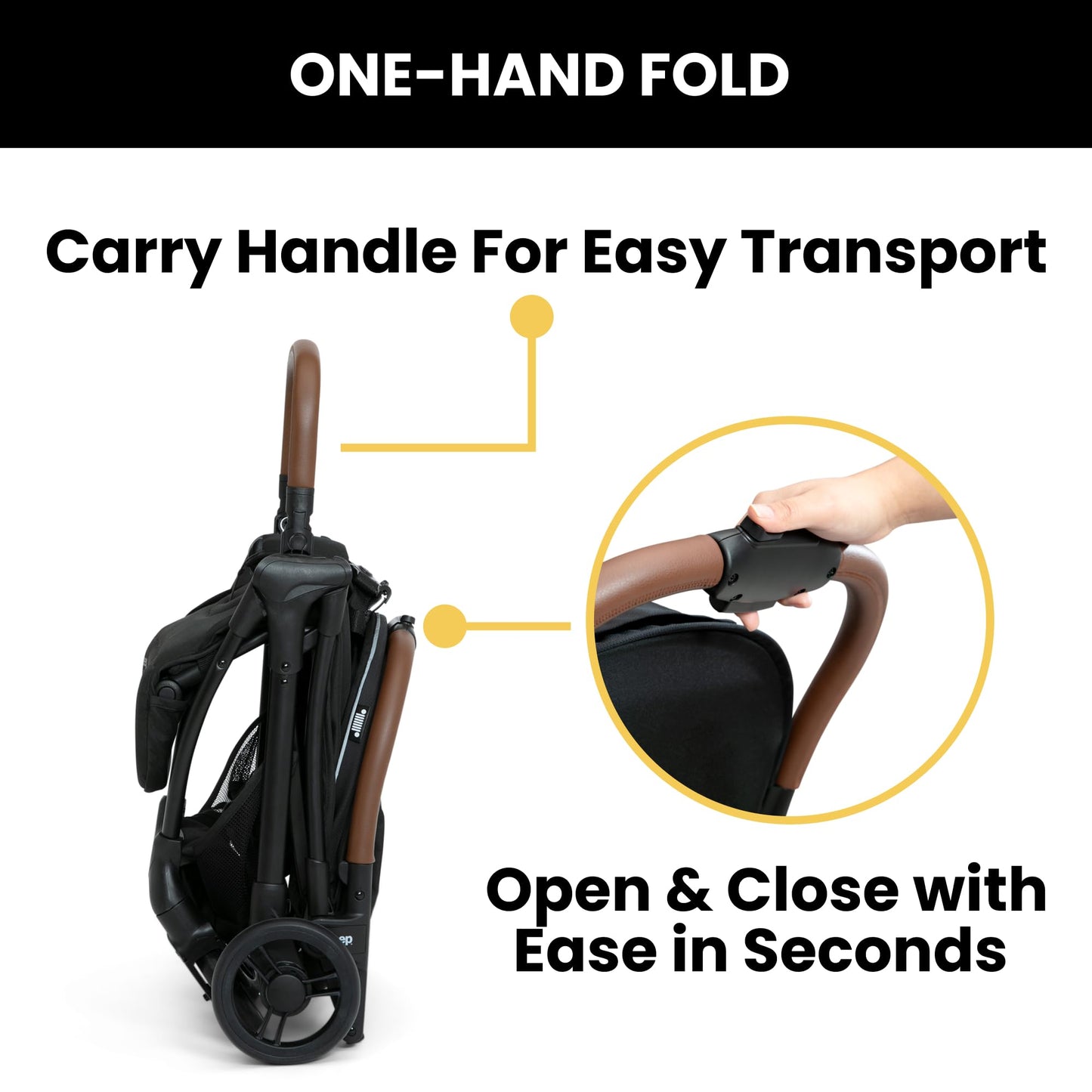 Jeep Altitude Compact Travel Stroller By Delta Children Greenguard Gold, Easy One Hand Fold, Lightweight, Extendable Canopy With