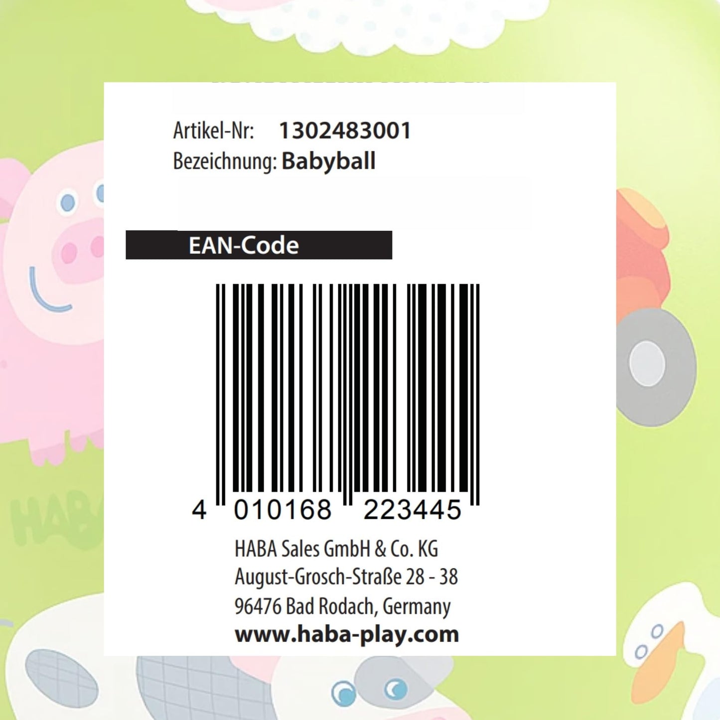 HABA 4.5 Baby Ball On The Farm Tummy Time and Sensory Play Favorite to Encourage Crawling and Gross Motor Skills for Babies 6 Mo