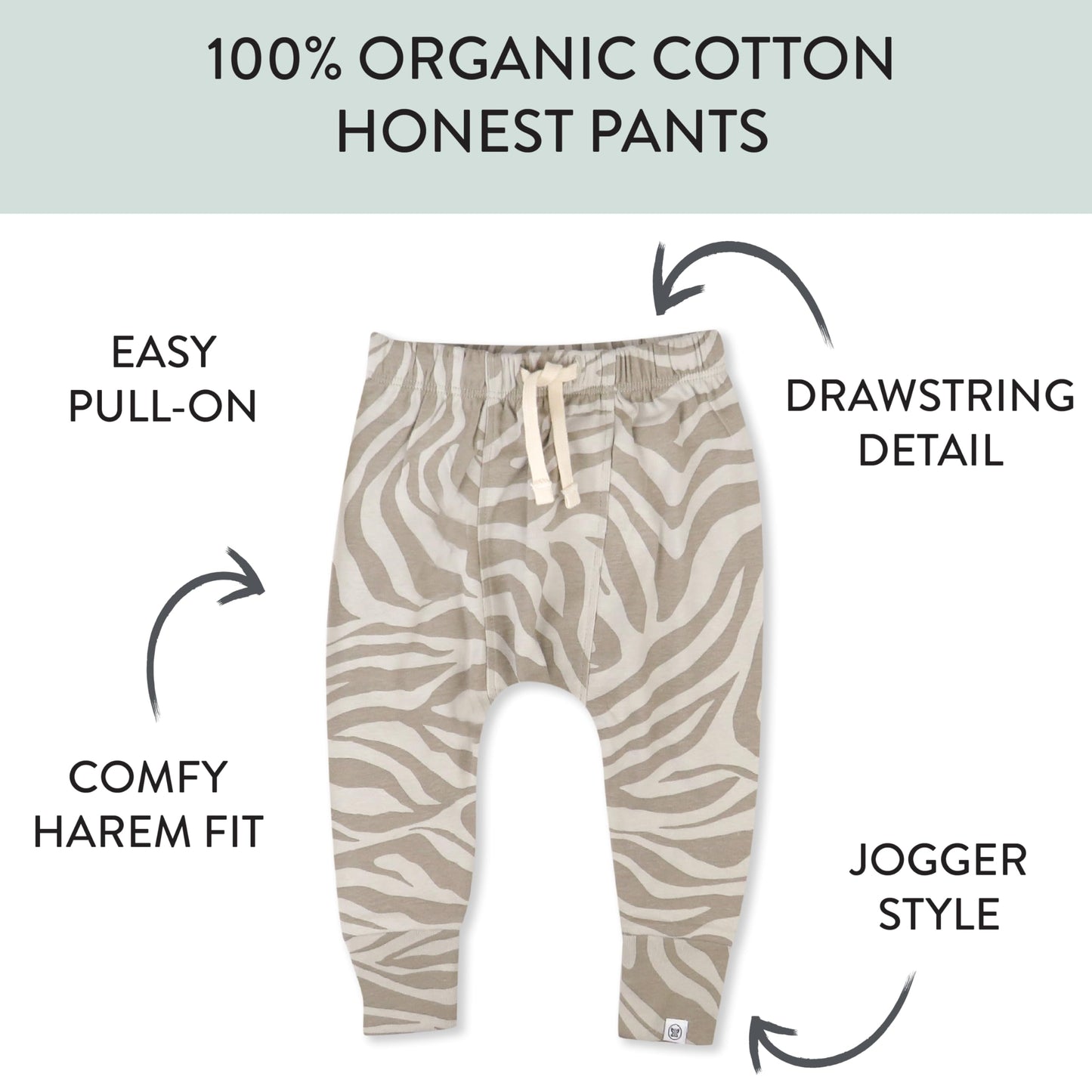 Honestbaby Multipack Honest Pants Joggers Pull On 100% Organic Cotton For Infant Baby And Toddler, Boys, Girls, Unisex, Zanzibar
