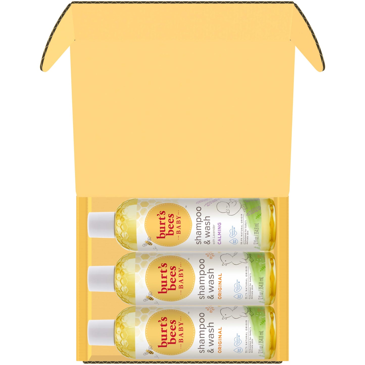 Burt'S Bees Baby Shampoo And Wash 3-Pack, 2 Original And 1 Calming With Lavender, 12 Fl Oz Each