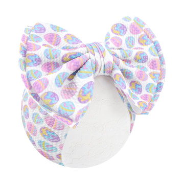 Yanjie 7' Easter Headbands Egg Bows Headbands Girls Newborn Infant Nylon Hairbands Bunny Headband Easter Hair Accessories White