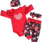 Fioukiay Preemie Baby Valentine'S Day Outfit Infant Girls My 1St Valentine'S Day Clothes (Red, Preemie)