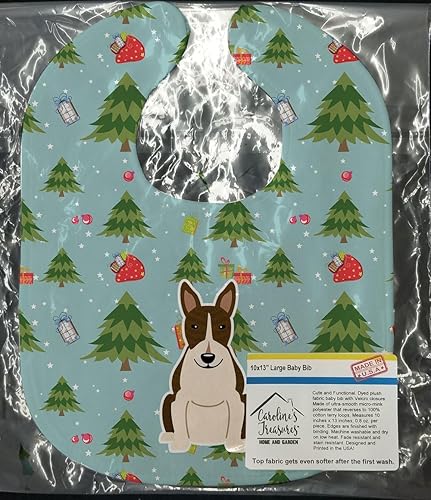 Carolines Treasures Christmas Baby Bib, Bull Terrier Dark Brindle, Large