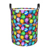 Pevtufa Colorful Easter Eggs1 Foldable Laundry Basket Organizer,Fabric Clothes Toy Storage Basket Nursery Hamper Storage Bin For