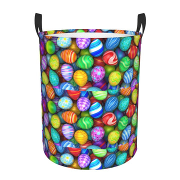 Pevtufa Colorful Easter Eggs1 Foldable Laundry Basket Organizer,Fabric Clothes Toy Storage Basket Nursery Hamper Storage Bin For