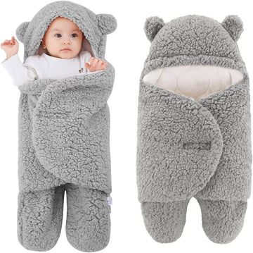 Tomorrow Baby Swaddle Blanket Bear Plush Receiving Blankets Soft Swaddles 03 Months for Infants Girls and Boys 2.0 TOG (Silver)