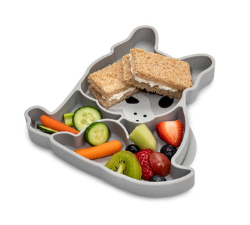Melii Divided Silicone Suction Plate - 100% Silicone, For Baby + Toddlers - Bpa Free, Dishwasher & Microwave Safe (Bulldog)