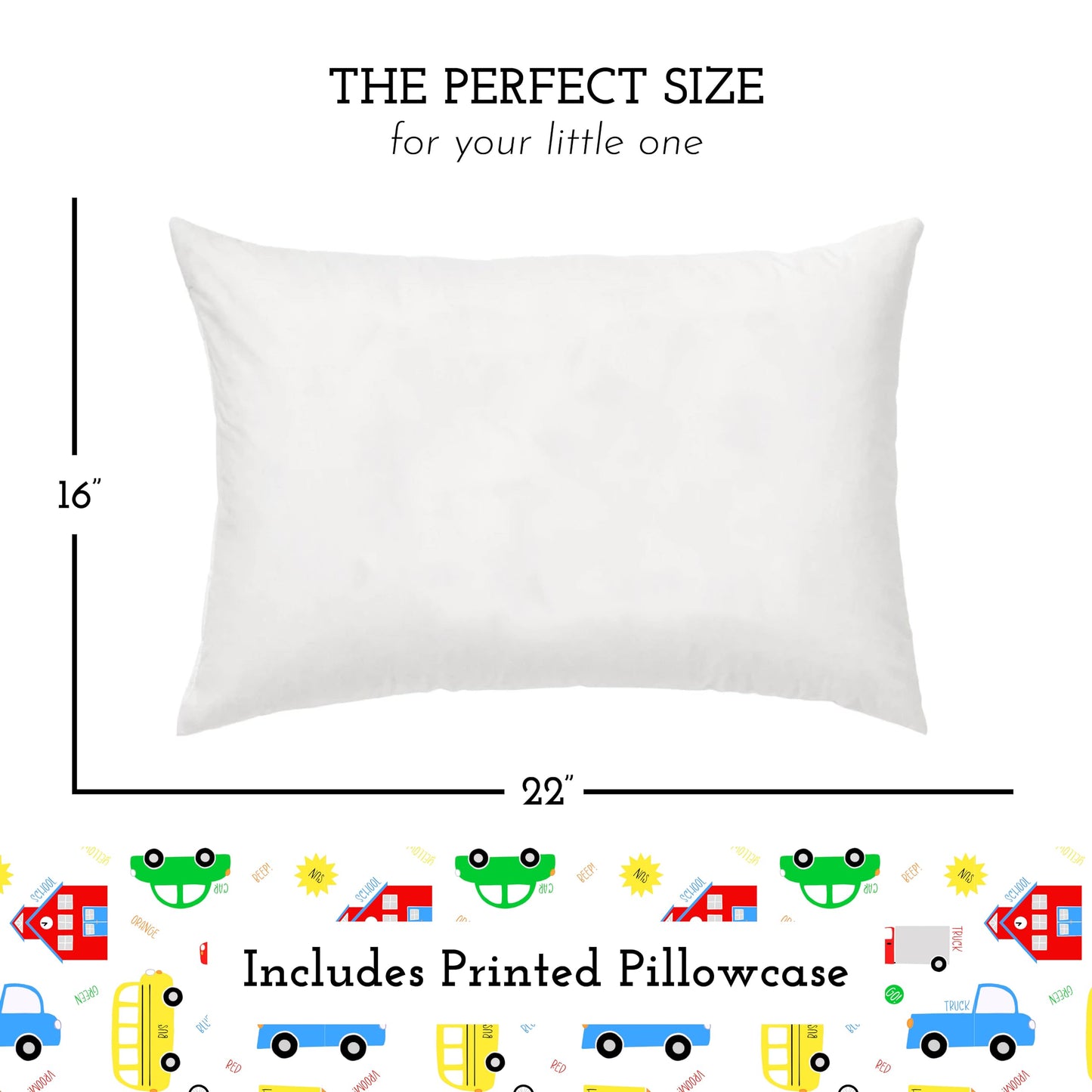 Youth Pillow With Pillowcase 16X22, Soft Jumbo Toddler Pillow, Kids Pillow & Hypoallergenic Pillow Case - Best Kids Pillows For