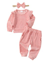 Mioglrie Infant Baby Girl Clothes Top Pants Outfits Set Ruffle Baby Girl Outfits Baby Girls' Clothing Baby Pink 6 To 12 Months B